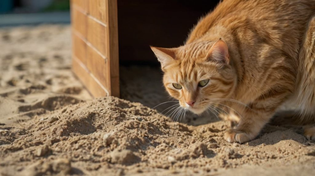 猫がトイレ砂に興味を示している様子2