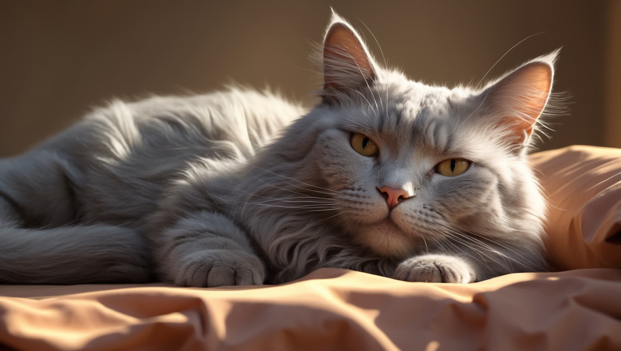 ソファで寝転ぶ老猫