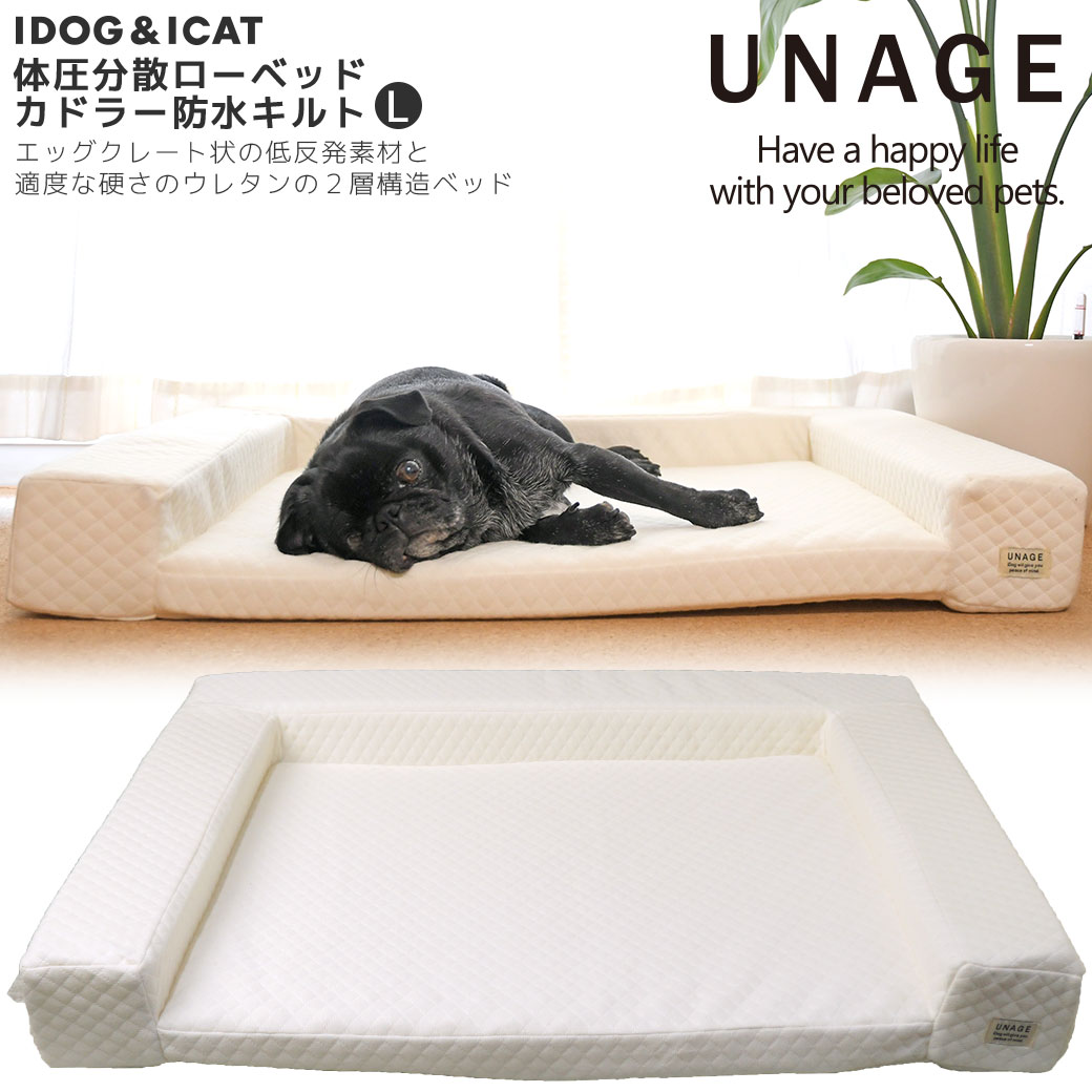 【楽天市場】【 犬 猫 ベッド 】unage アンエイジ 体圧分散シニアローベッド カドラータイプ キルト Lサイズ 【 クッション マット 介護用 床ずれ 老犬 老猫 寝たきり シニア 小型犬 中型犬 大型犬 ペットベット マット ic】：犬の服のiDog